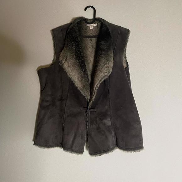 coldwater creek fur vest with suede - Picture 1 of 3